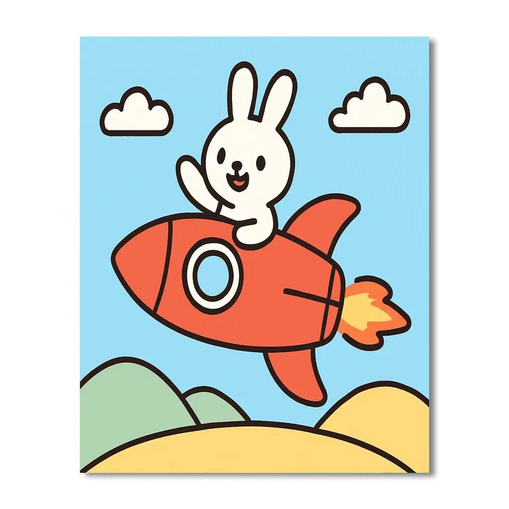 Rocket Riding Rabbit paint by color