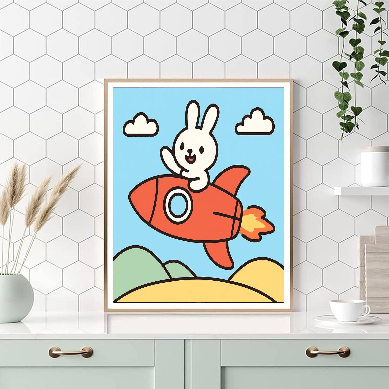 Rocket Riding Rabbit paint by color