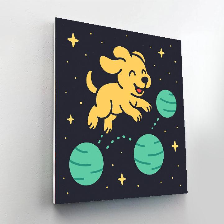 Planet Hopper Puppy Number painting