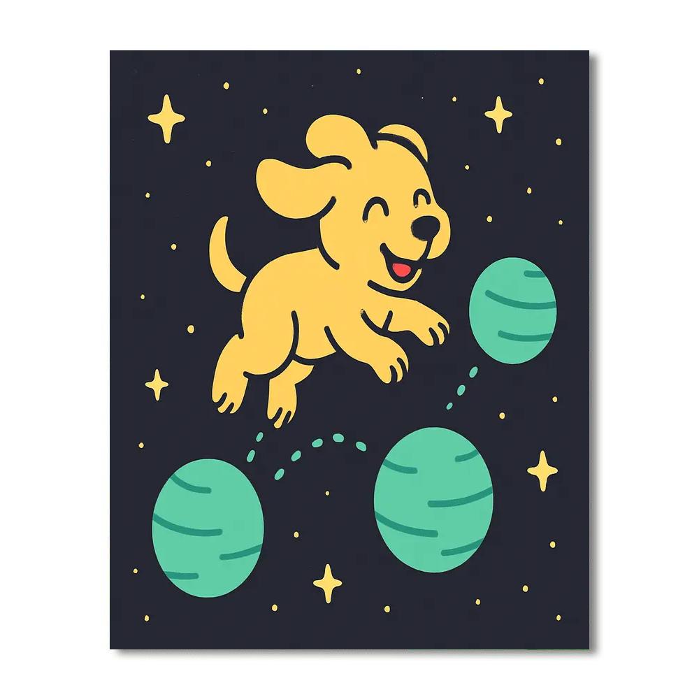 Planet Hopper Puppy Number painting