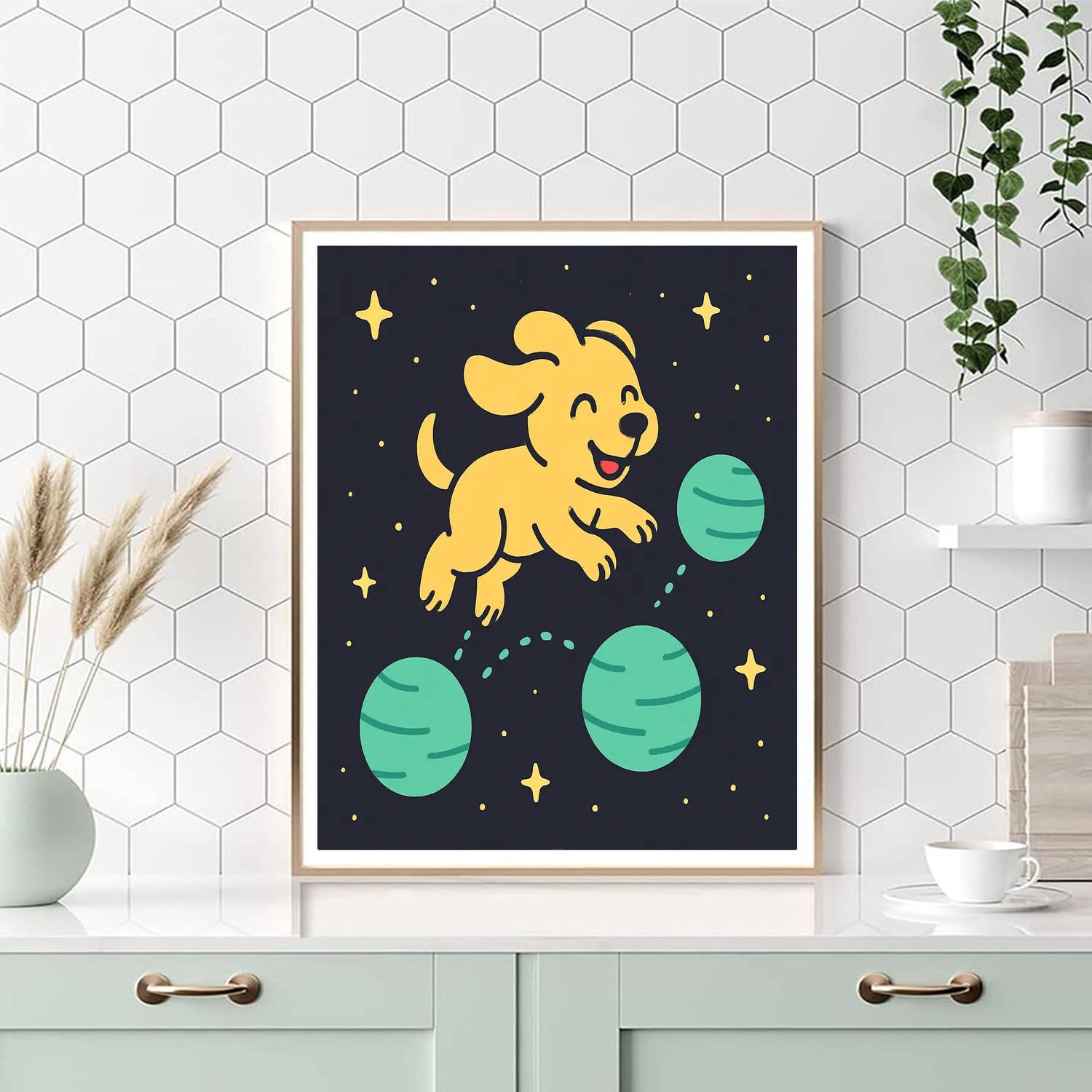 Planet Hopper Puppy Number painting