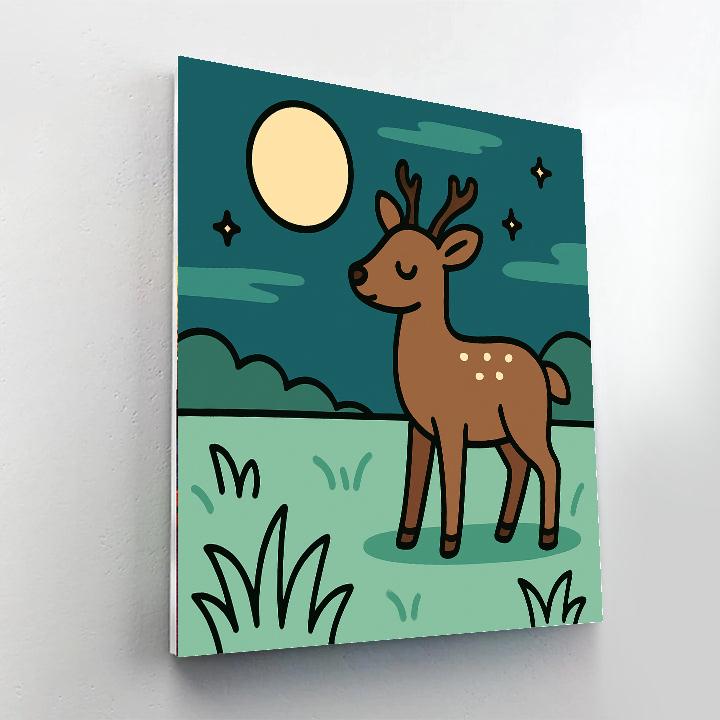 Moonlight Meadow Deer Painting by numbers kit