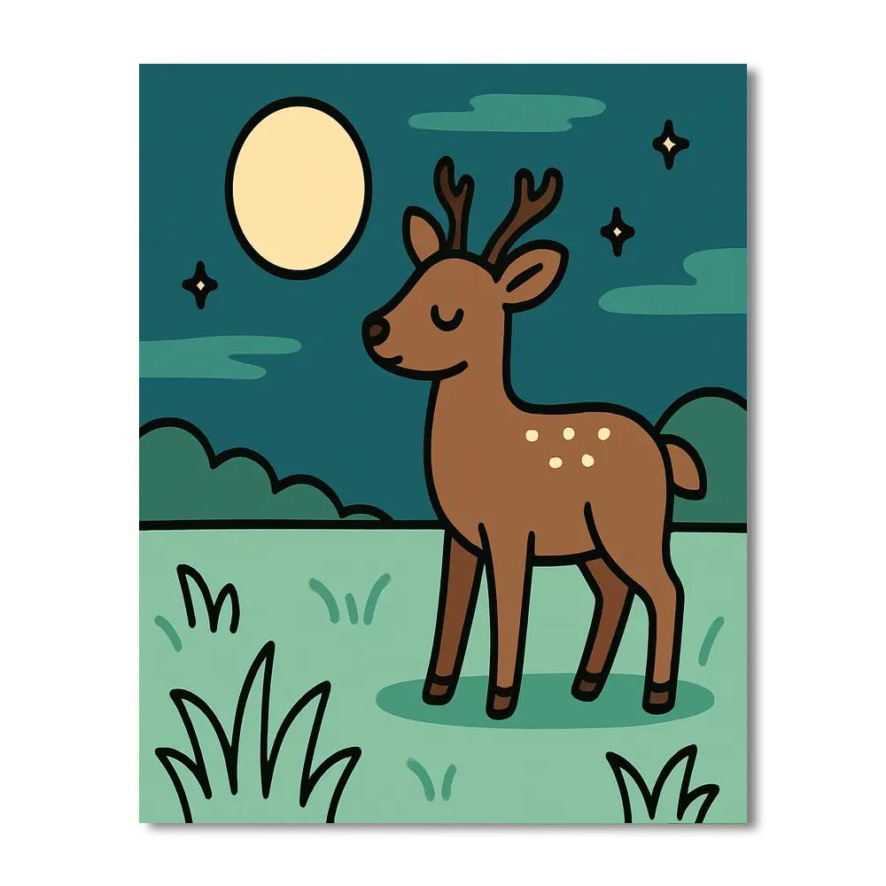 Moonlight Meadow Deer Painting by numbers kit