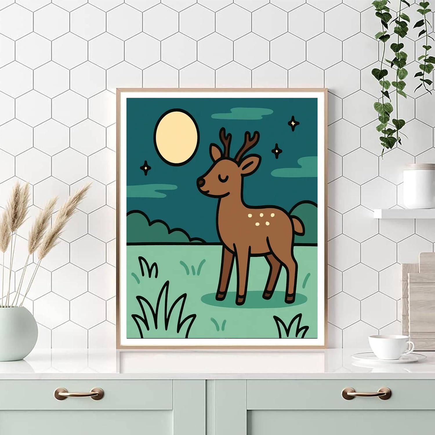 Moonlight Meadow Deer Painting by numbers kit