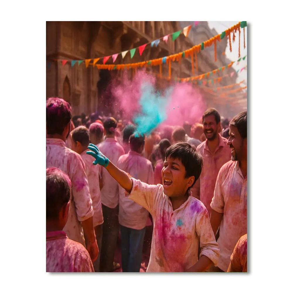 Holi Festival In Mathura paint by color