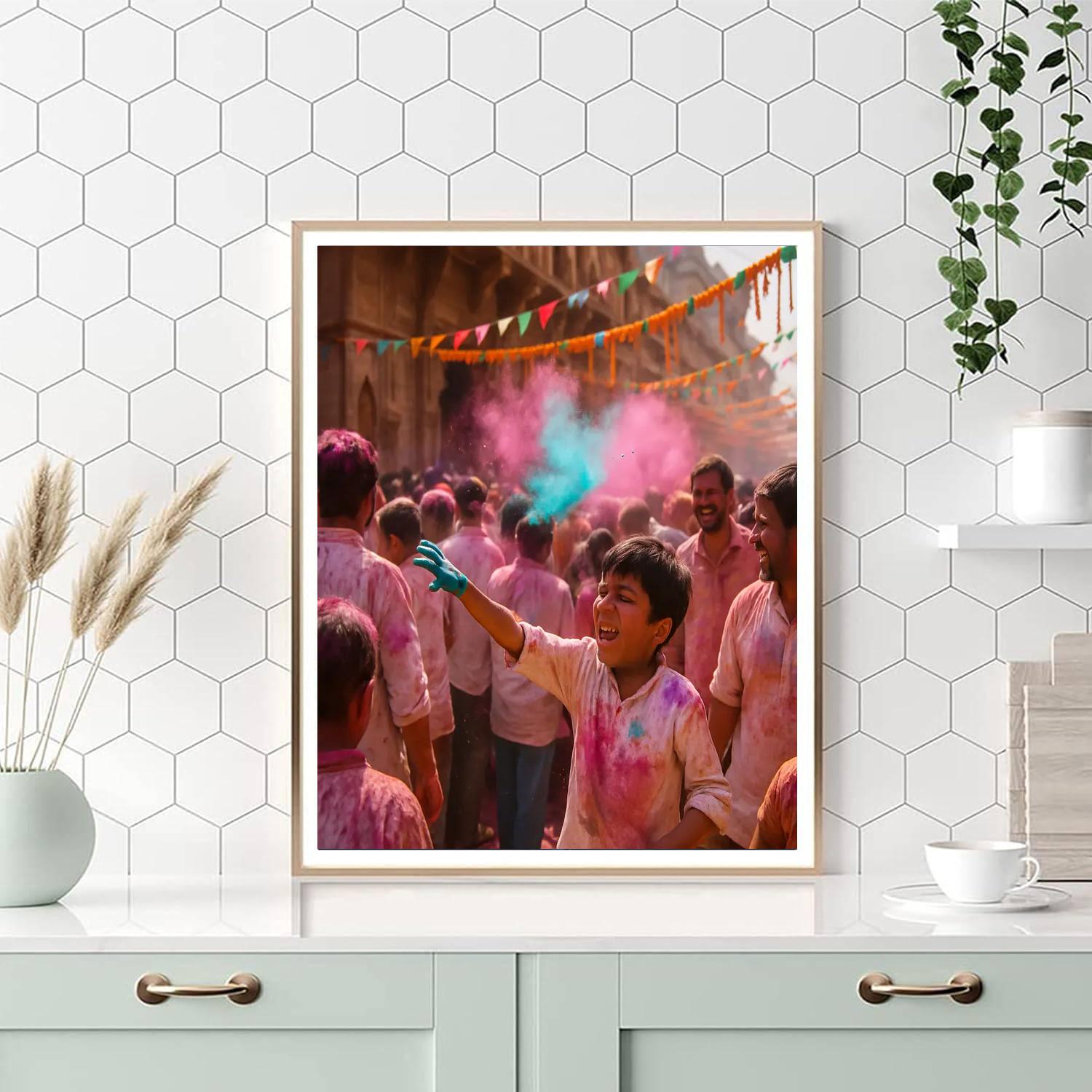 Holi Festival In Mathura paint by color