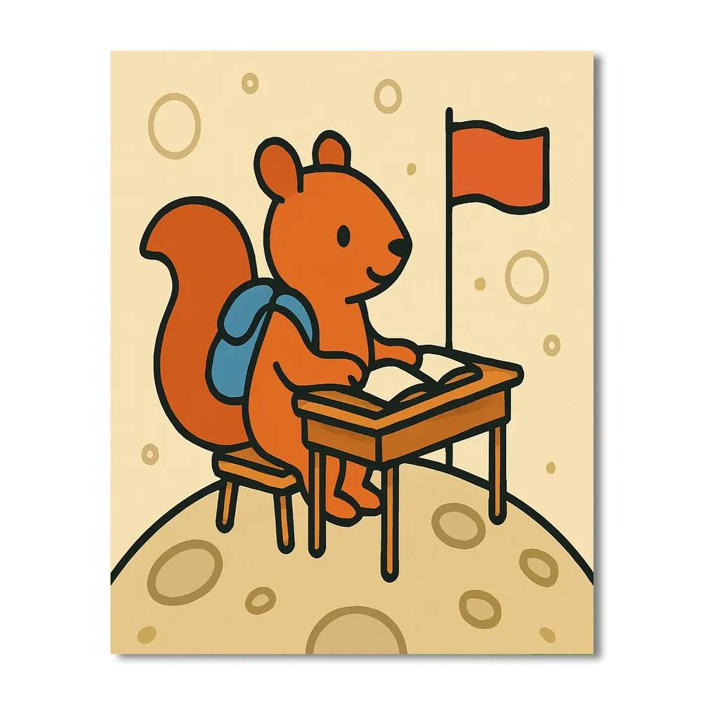 Space School Squirrel Painting by numbers kit