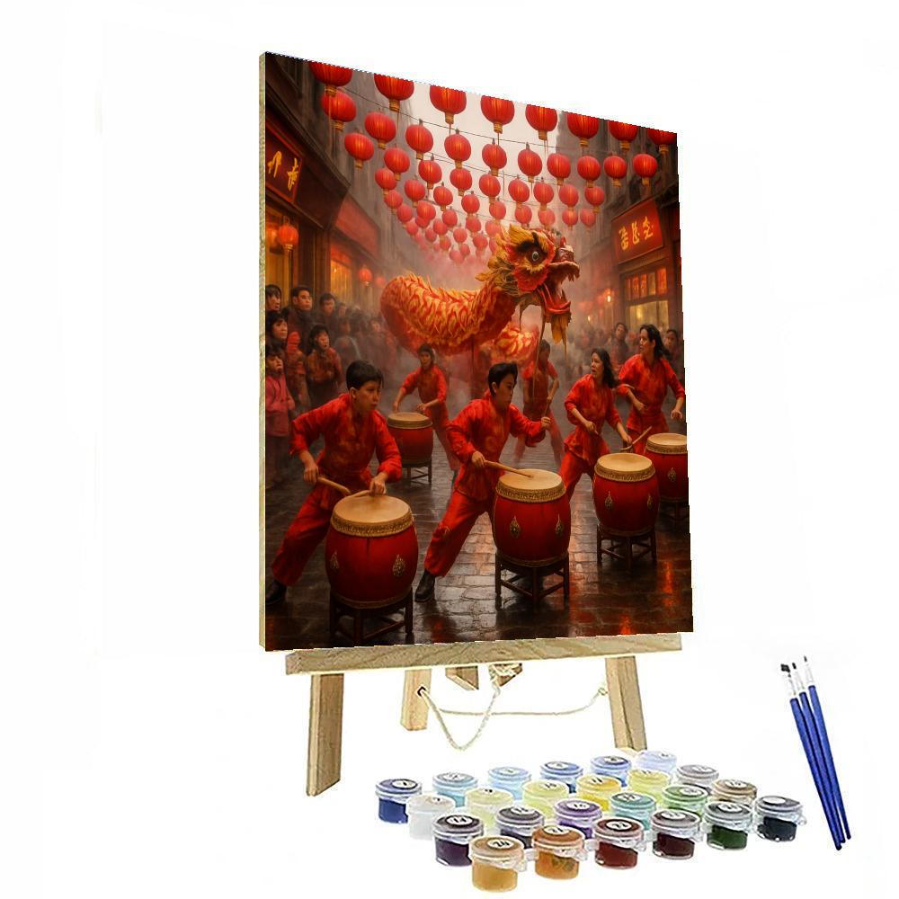 Lunar New Year Dragon Dance paint by color