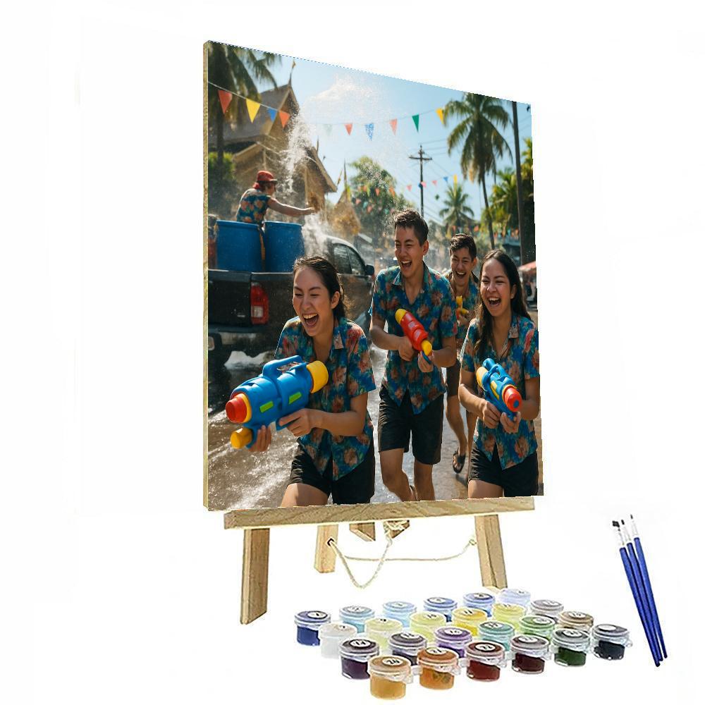 Songkran Water Fight painting number kit