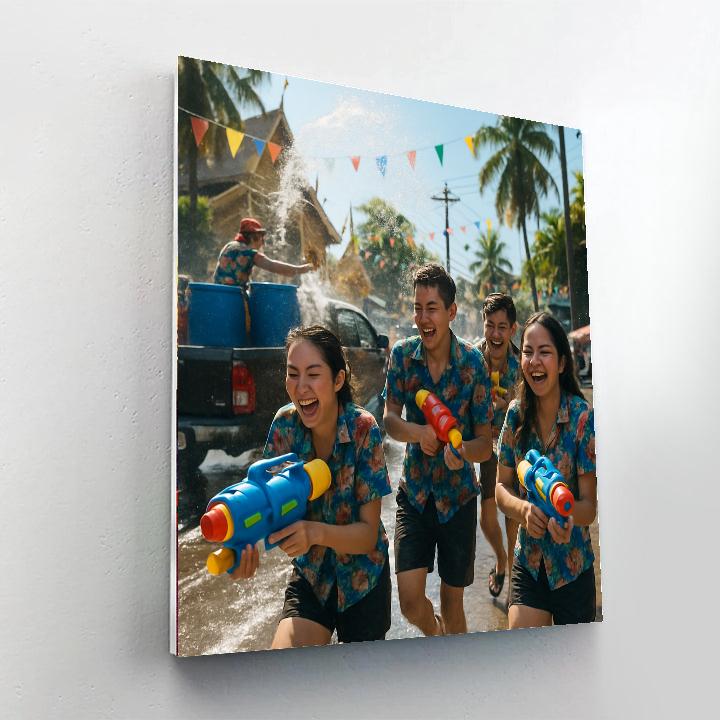 Songkran Water Fight painting number kit
