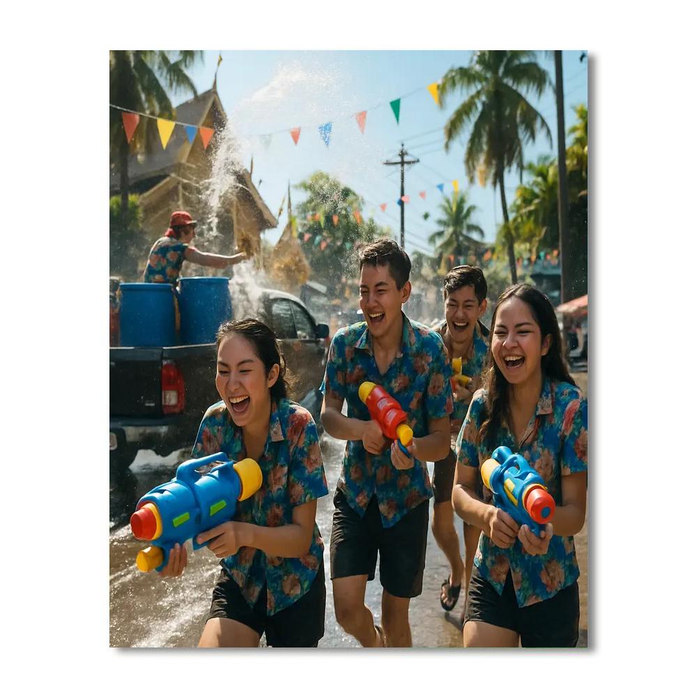 Songkran Water Fight painting number kit