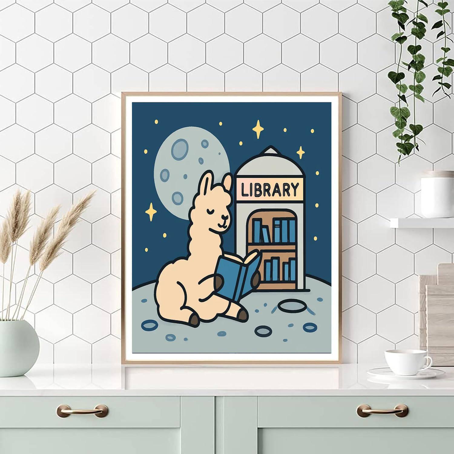 Lunar Library Llama paint by numbers