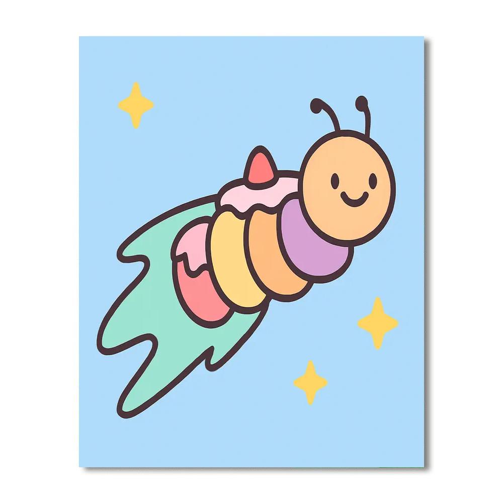 Comet Cake Caterpillar Paint by numbers art