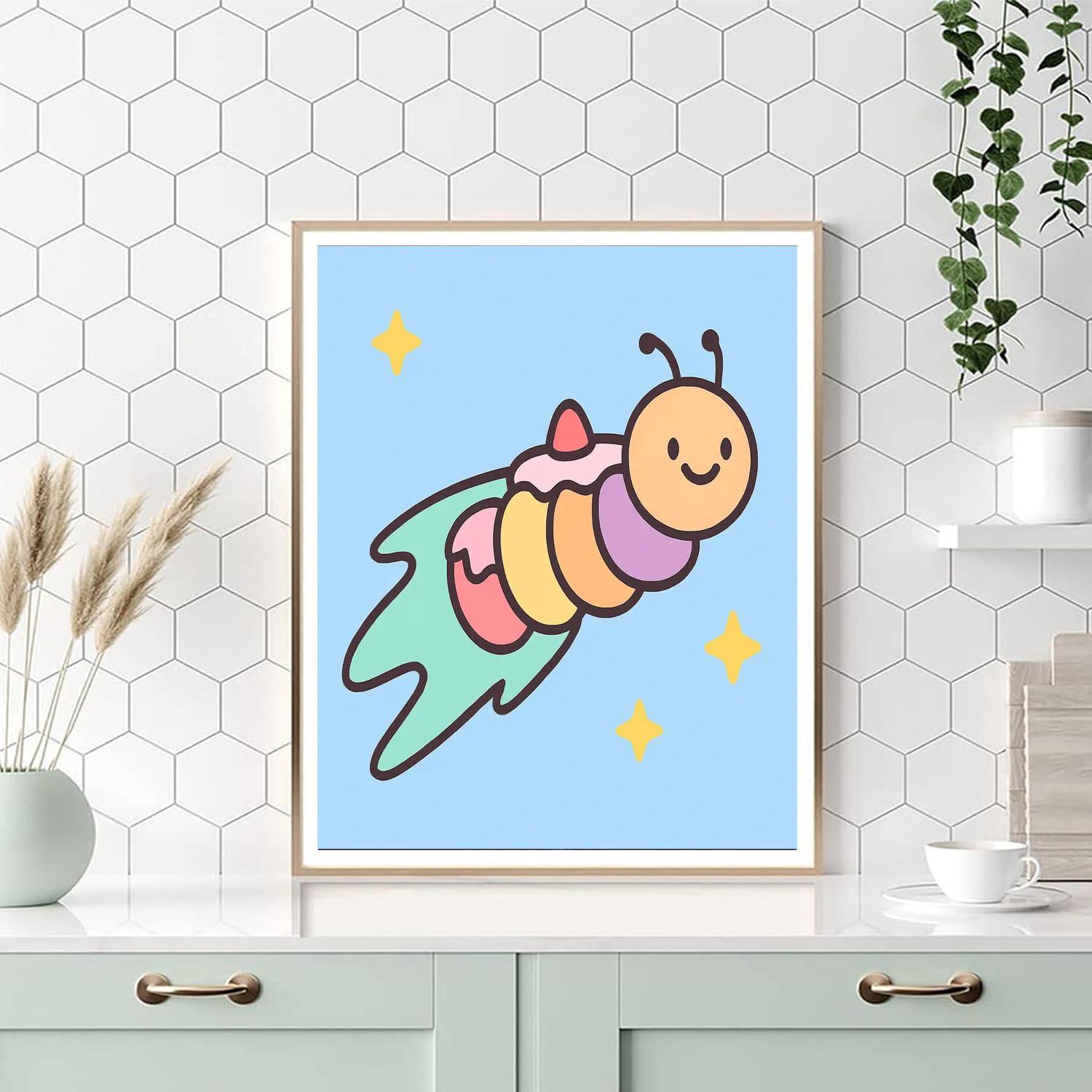 Comet Cake Caterpillar Paint by numbers art