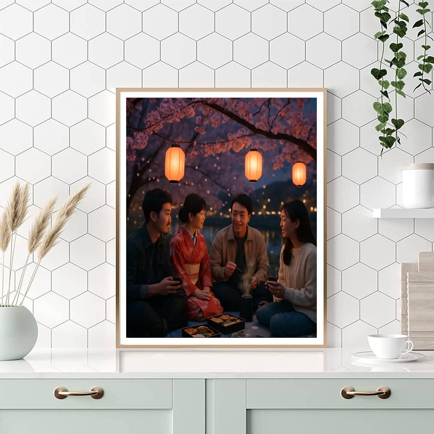 Hanami Evening Picnic DIY paint by numbers