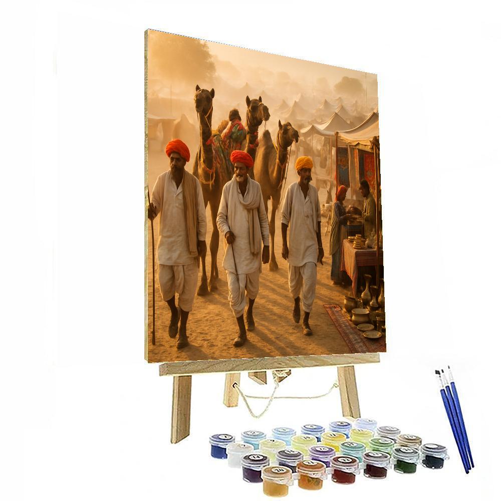 Pushkar Camel Fair Dawn paint by color
