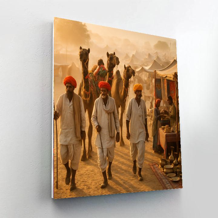 Pushkar Camel Fair Dawn paint by color