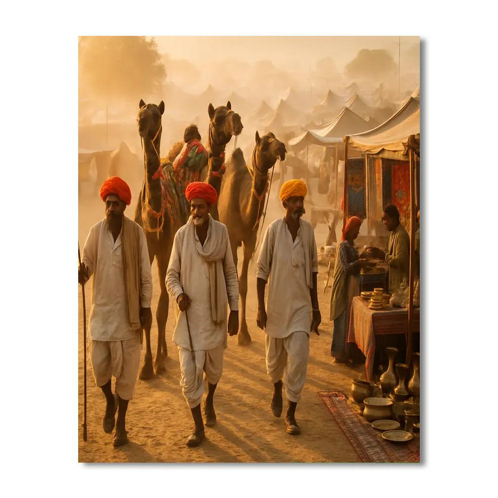 Pushkar Camel Fair Dawn paint by color