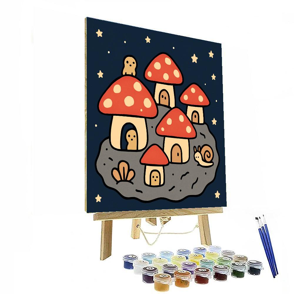 Meteorite Mushroom Village Painting by numbers kit