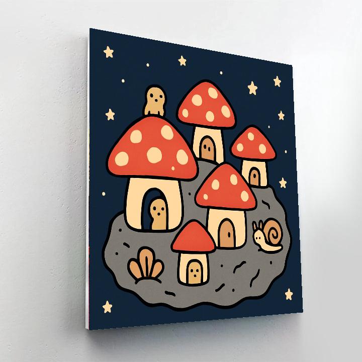 Meteorite Mushroom Village Painting by numbers kit