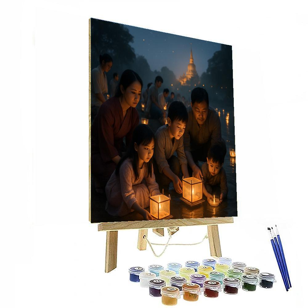 Lantern Festival River Release Number painting