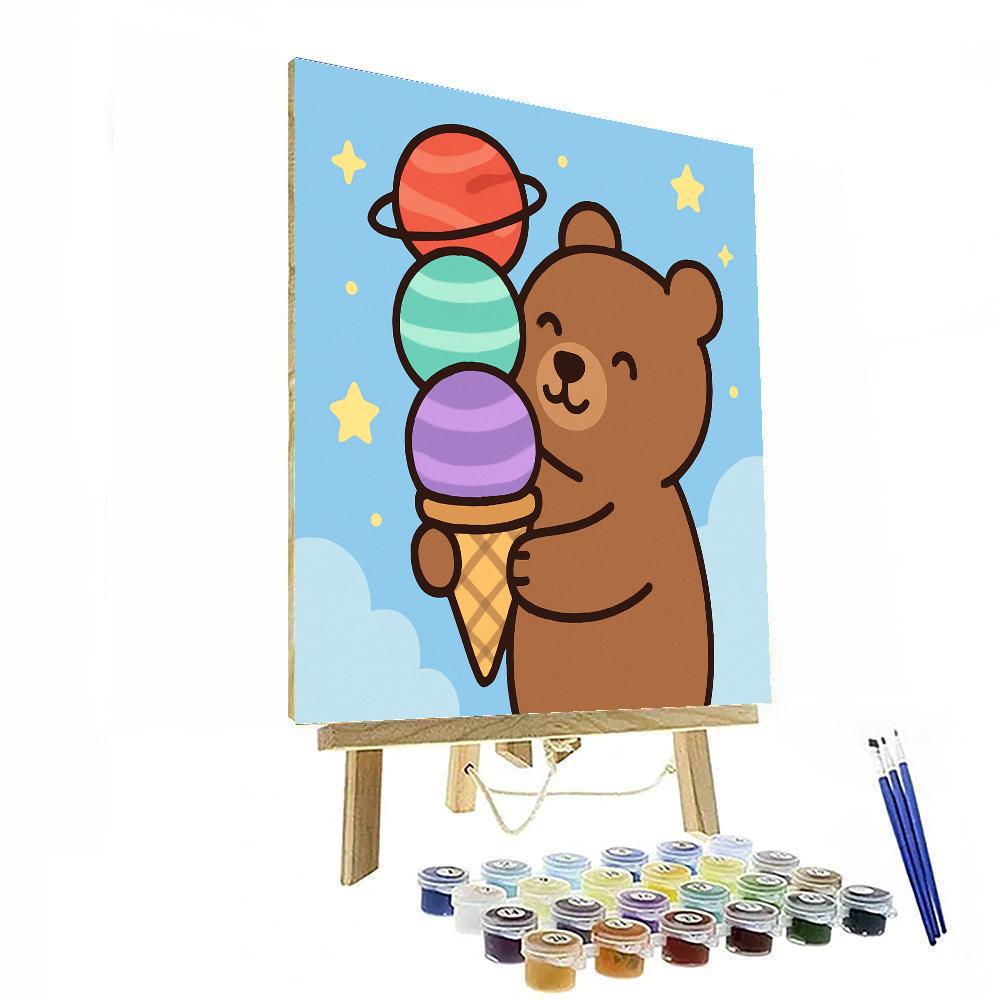 Interstellar Ice Cream Bear painting number kit
