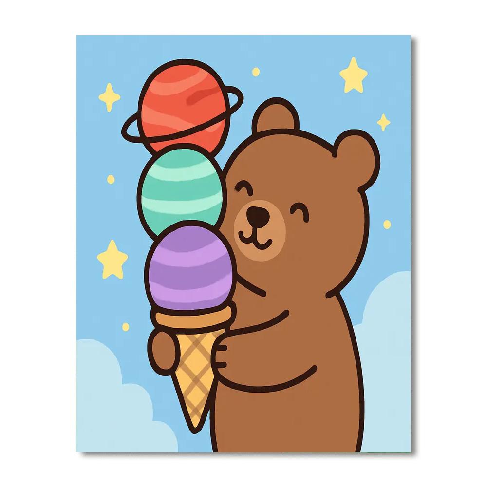 Interstellar Ice Cream Bear painting number kit