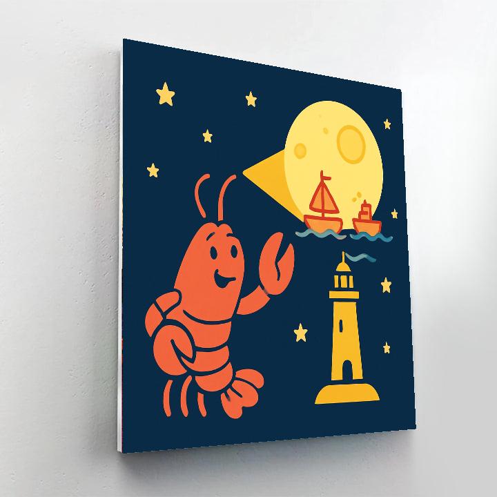 Lighthouse Luna Lobster painting number kit