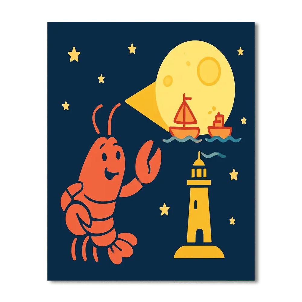 Lighthouse Luna Lobster painting number kit