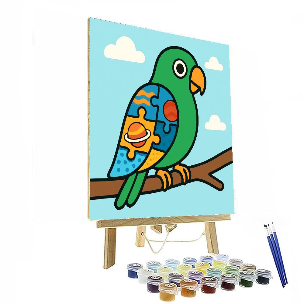 Planet Puzzle Parrot Number painting