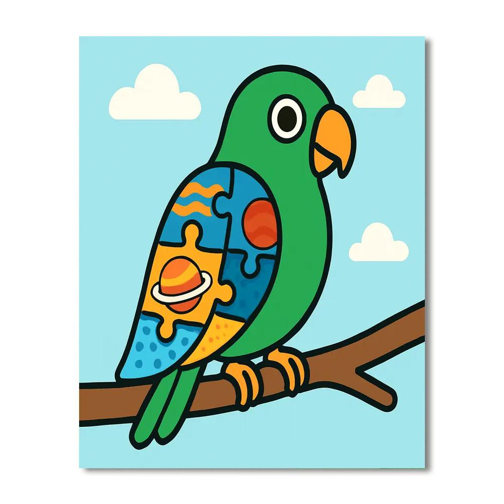 Planet Puzzle Parrot Number painting