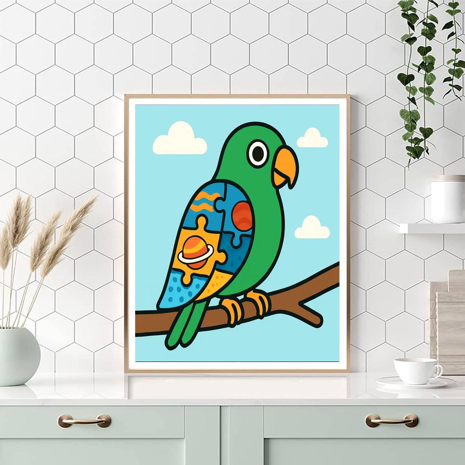 Planet Puzzle Parrot Number painting
