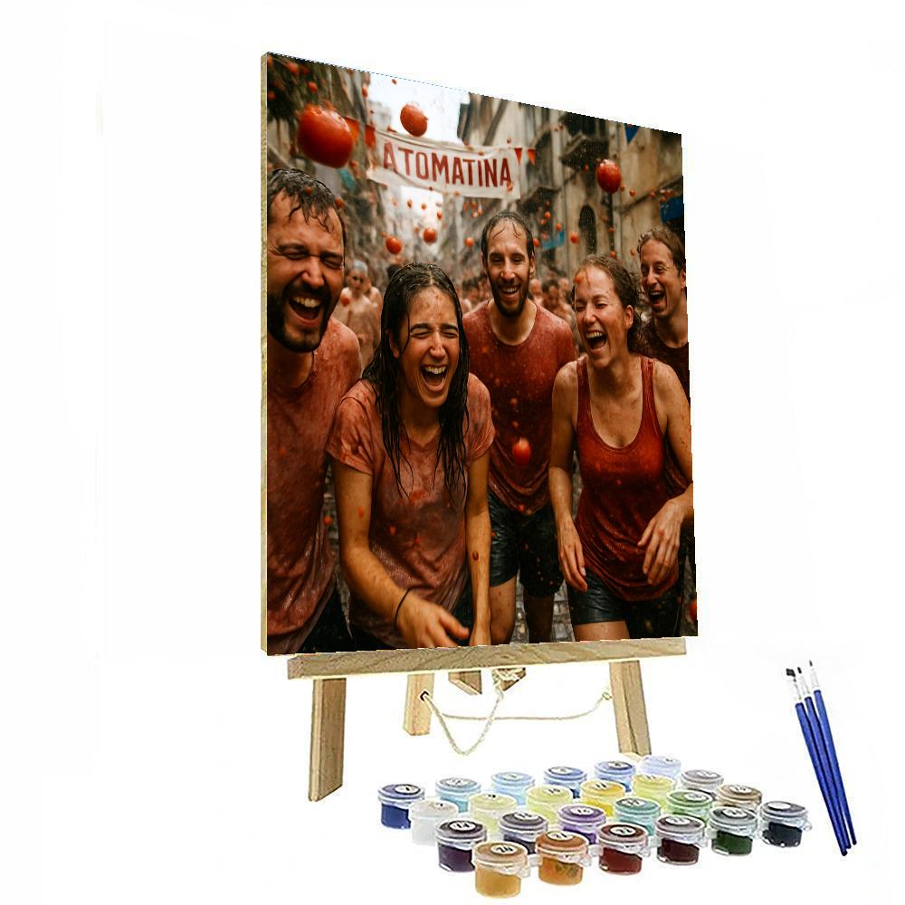 La Tomatina Tomato Fight paint by numbers