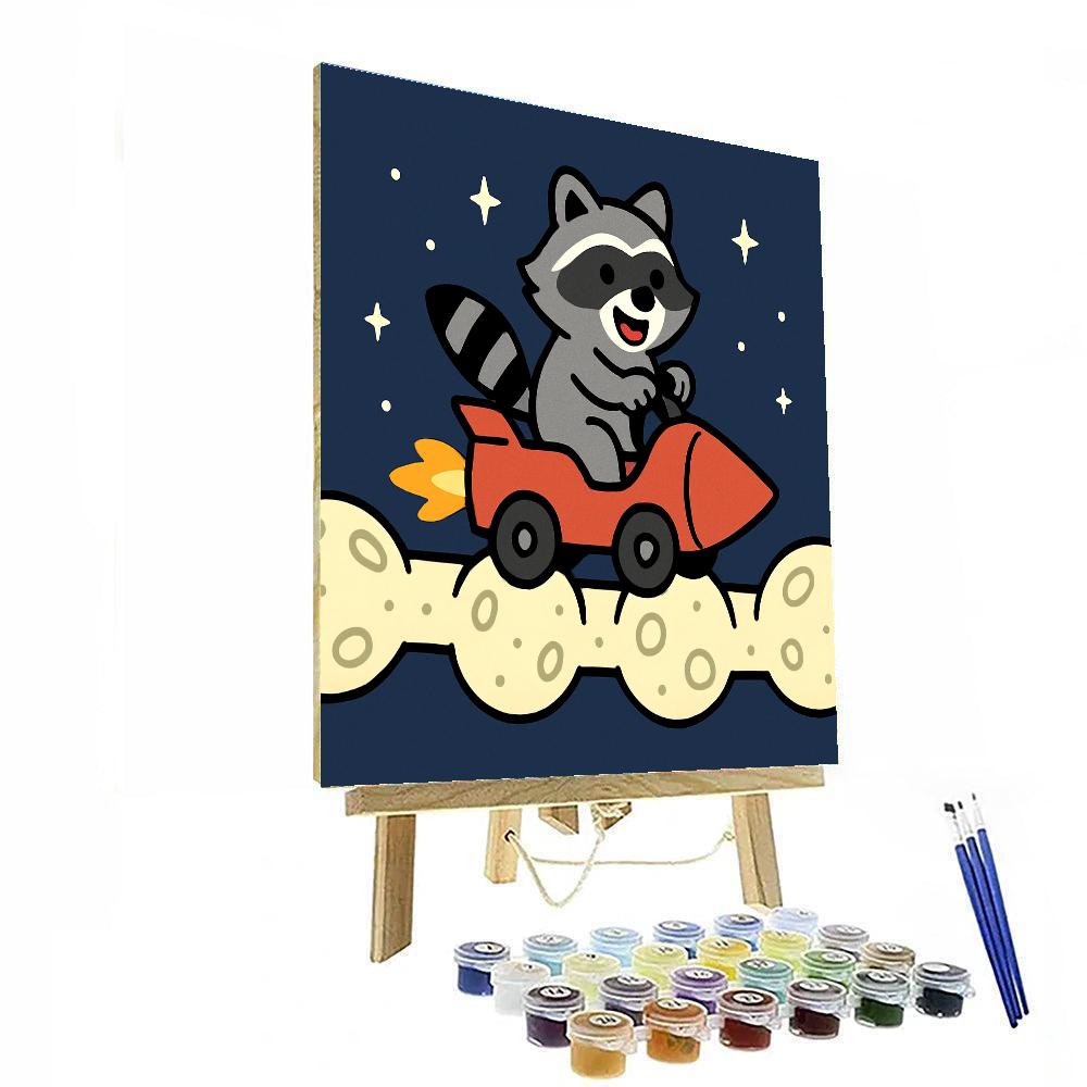 Rocket Racer Raccoon Number painting