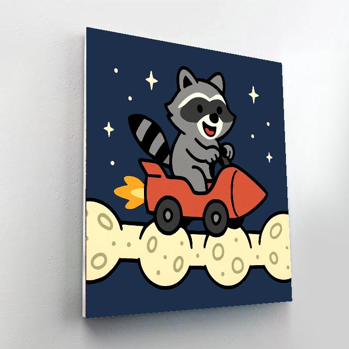 Rocket Racer Raccoon Number painting