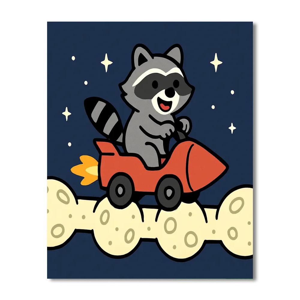 Rocket Racer Raccoon Number painting