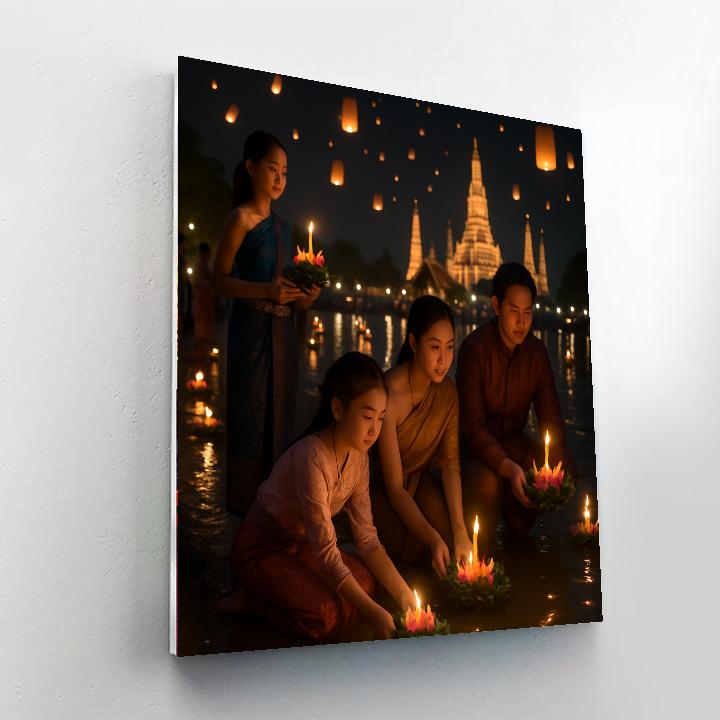Lanterns At Loy Krathong Numbered painting kits