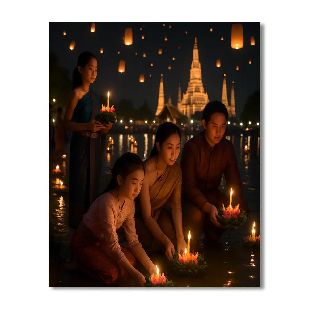Lanterns At Loy Krathong Numbered painting kits