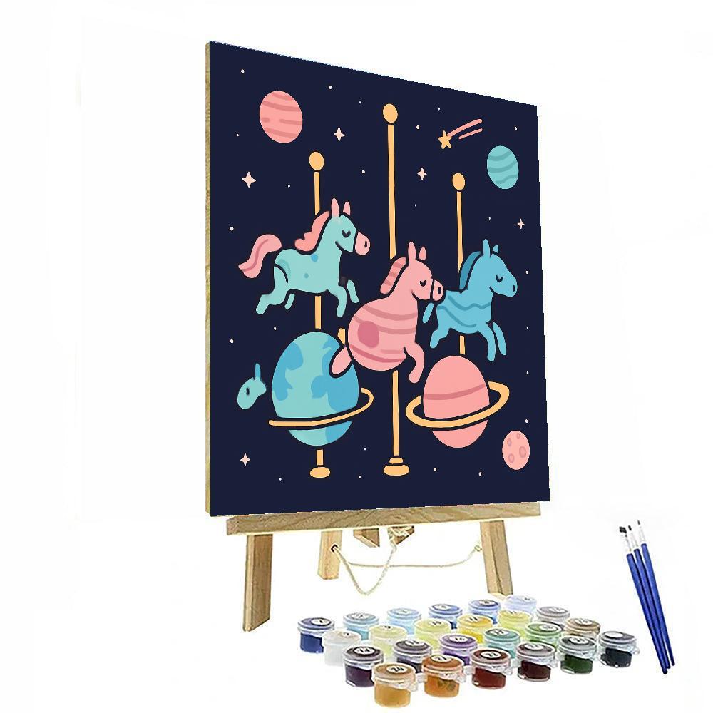 Cosmic Carousel Horses painting number kit