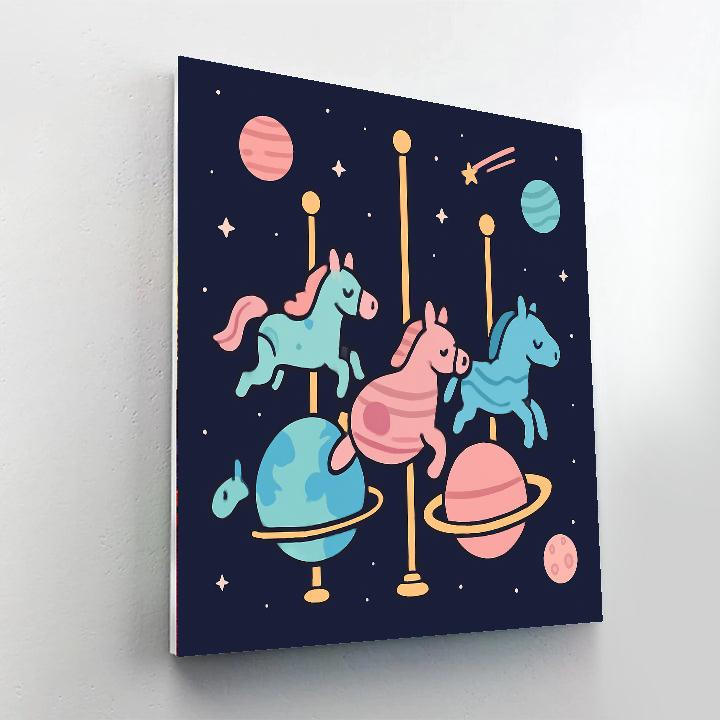 Cosmic Carousel Horses painting number kit