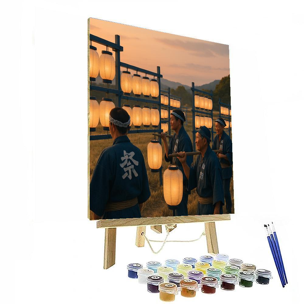 Indigo Harvest Lanterns Japan paint by numbers