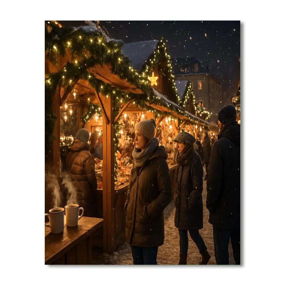 Christmas Market Evening paint by color