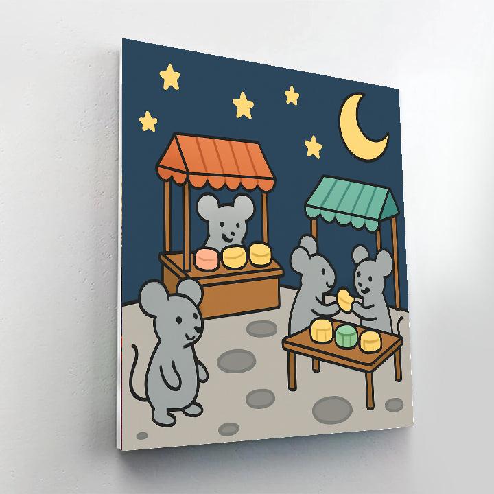 Mooncake Market Mice paint by number