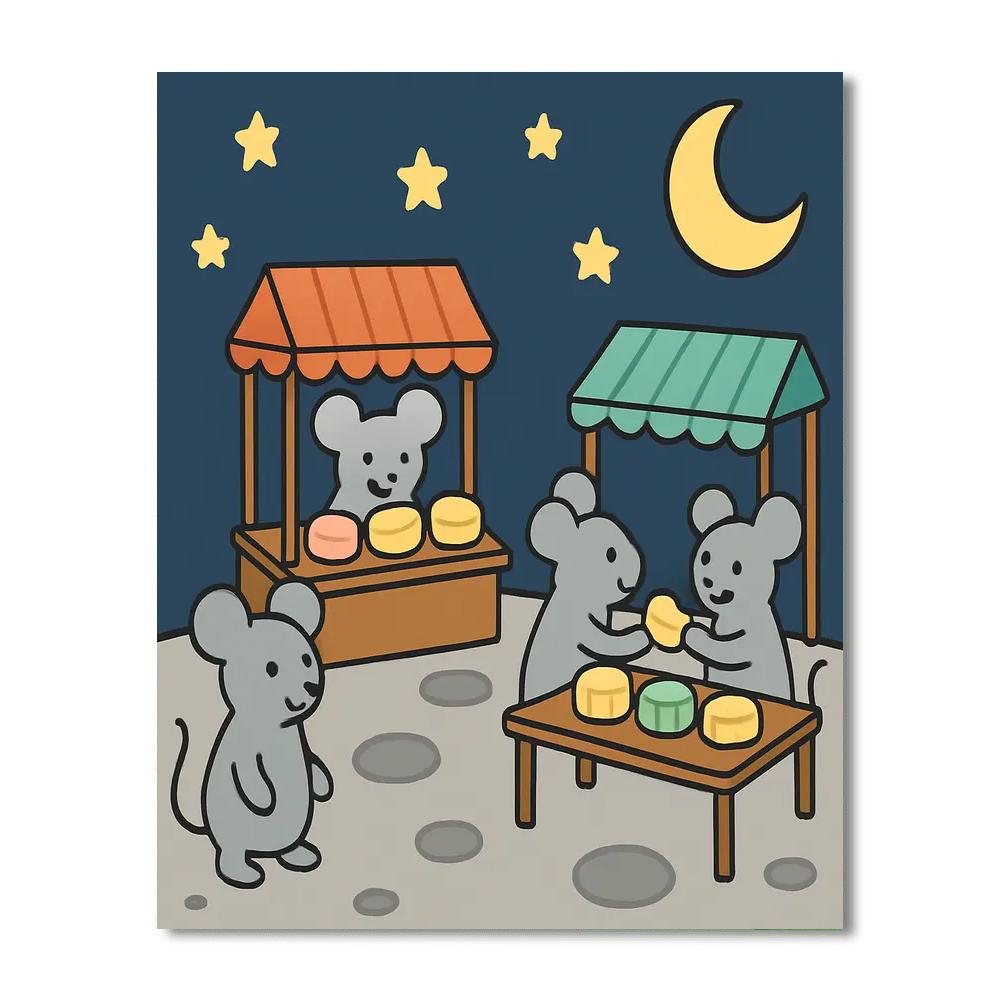 Mooncake Market Mice paint by number