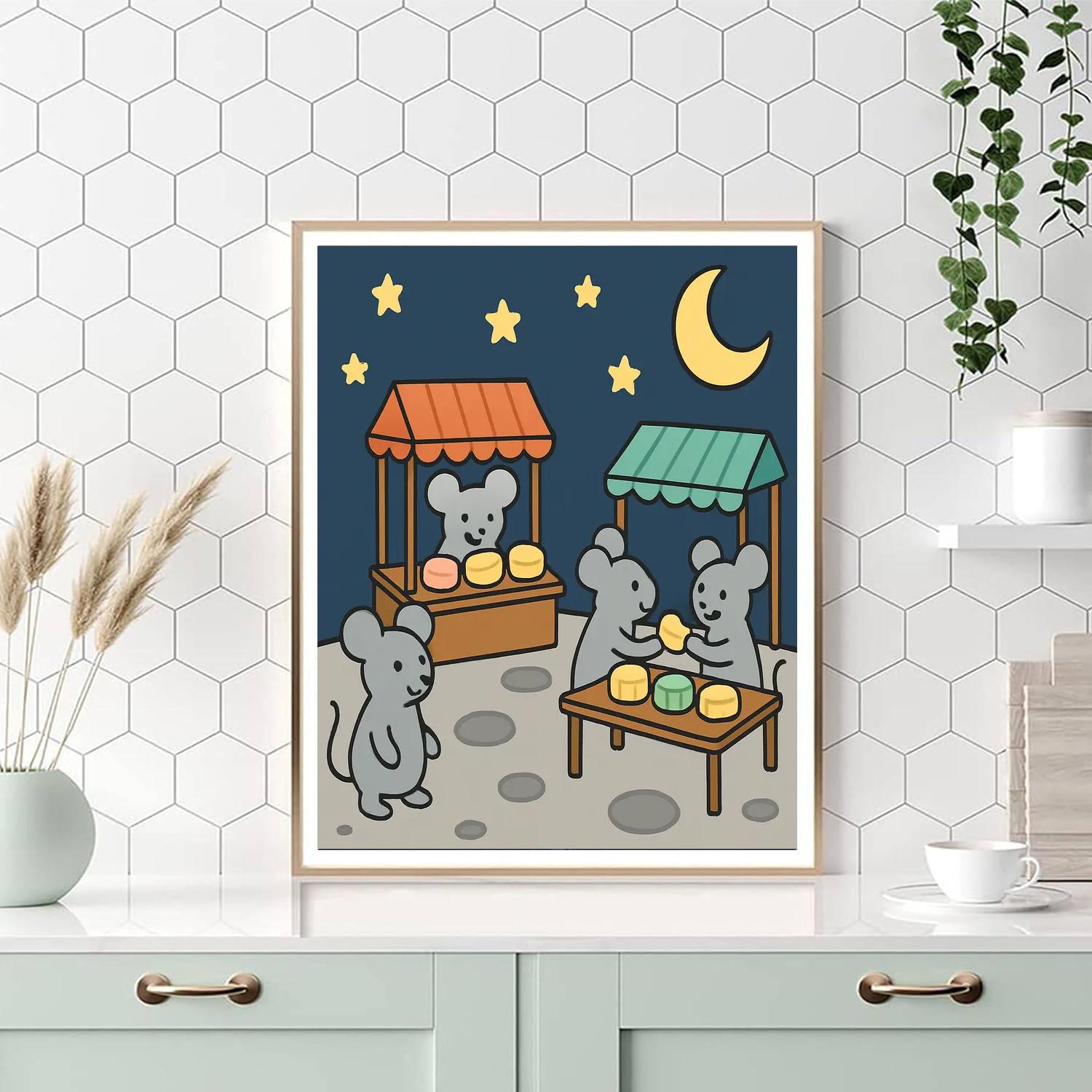 Mooncake Market Mice paint by number