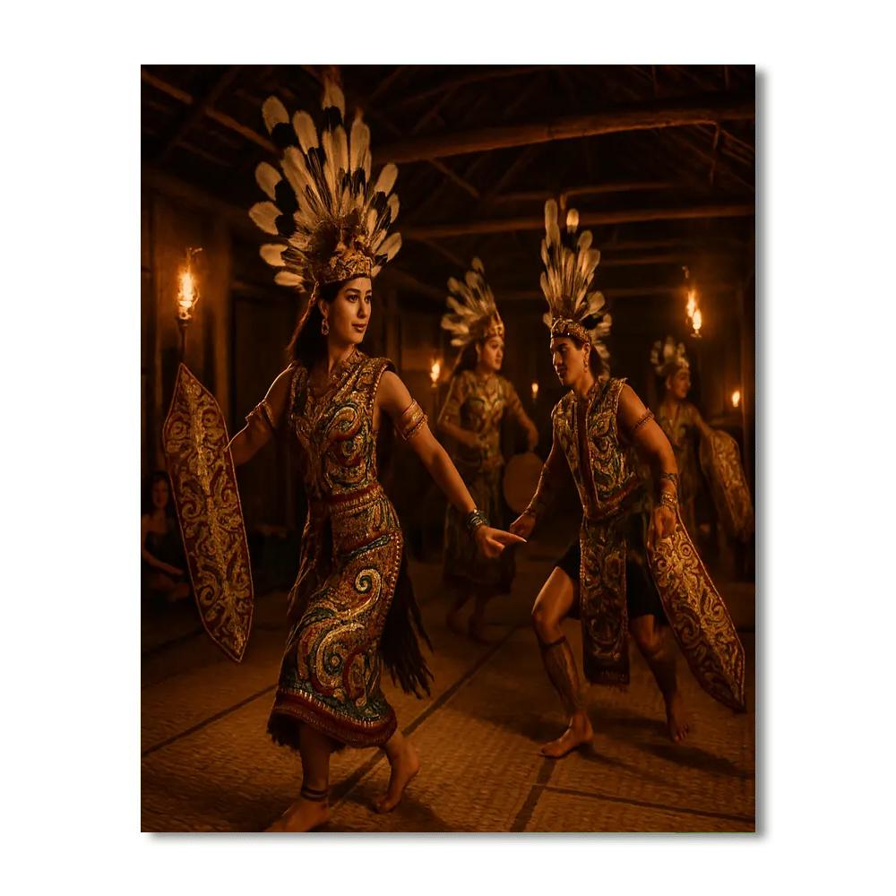 Gawai Dayak Festival Dance DIY paint by numbers