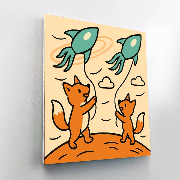Cosmic Kite Foxes Paint by numbers kits