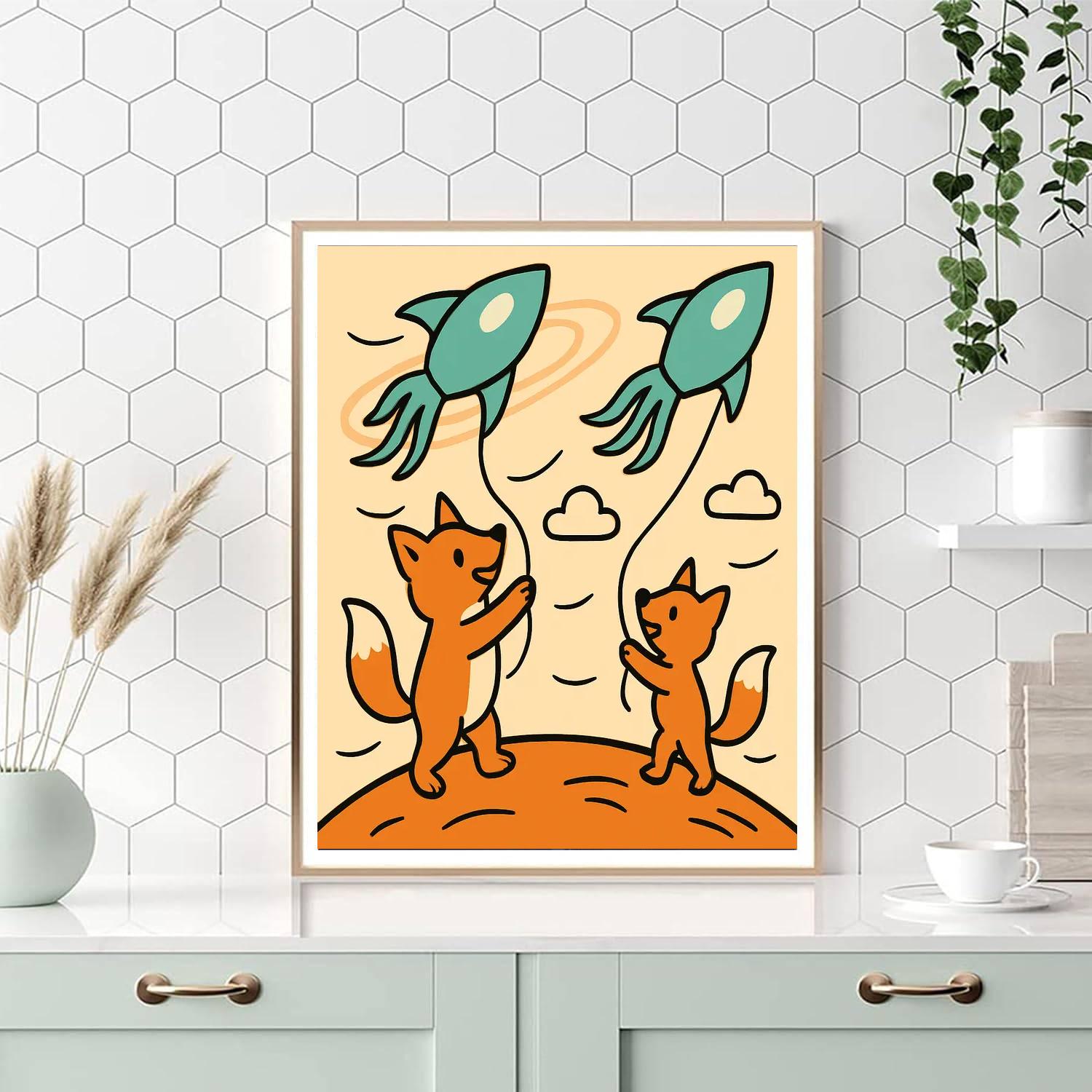 Cosmic Kite Foxes Paint by numbers kits