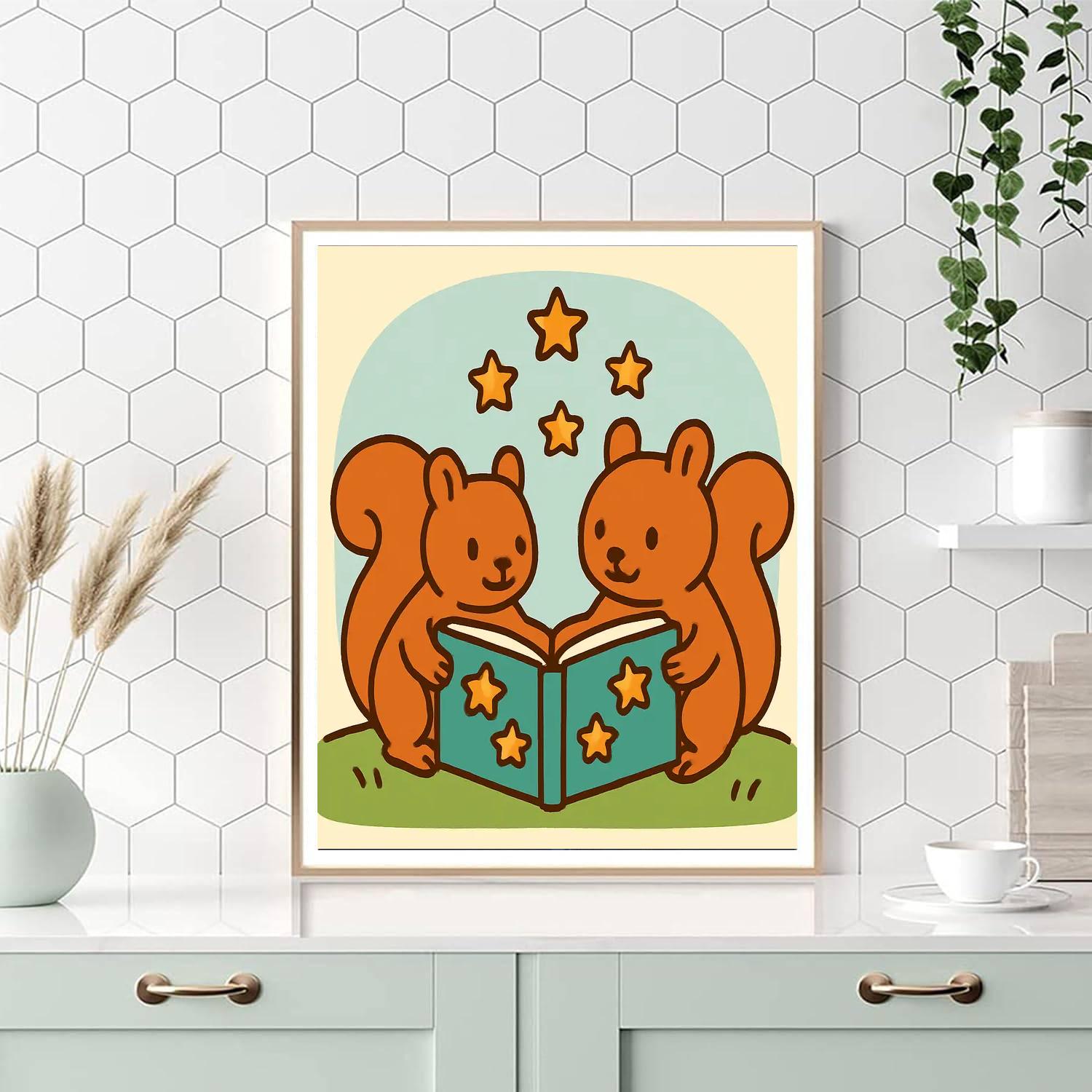 Stellar Storybook Squirrels Paint by numbers kits