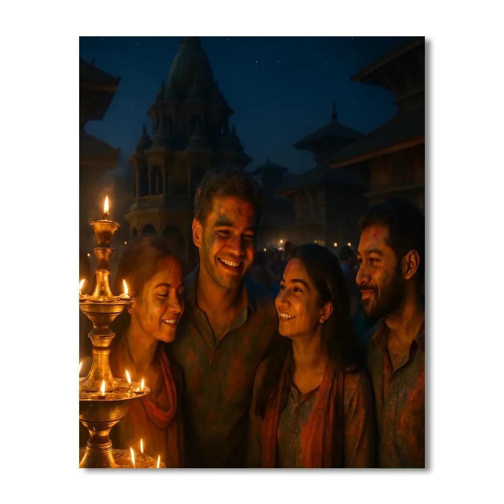 Holi Lantern Night Nepal Painting by numbers kit